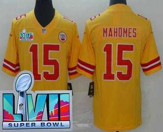 Men's Kansas City Chiefs #15 Patrick Mahomes Limited Yellow Inverted Super Bowl LVII Vapor Jersey,We sell and wholesale Men's Kansas City Chiefs #15 Patrick Mahomes Limited Yellow Inverted Super Bowl LVII Vapor Jersey on line form chian!